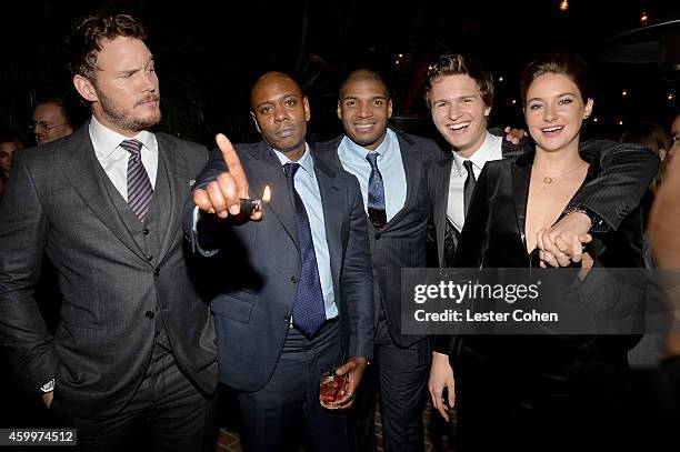 Actor Chris Pratt, comedian Dave Chappelle, football player Michael Sam, actor Ansel Elgort and actress Shailene Woodley attend the 2014 GQ Men Of...