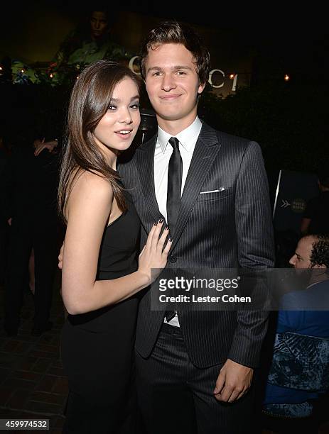 Actress Hailee Steinfeld and actor Ansel Elgort attend the 2014 GQ Men Of The Year party at Chateau Marmont on December 4, 2014 in Los Angeles,...