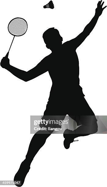 ilustraciones, imágenes clip art, dibujos animados e iconos de stock de jugador de bádminton - badminton