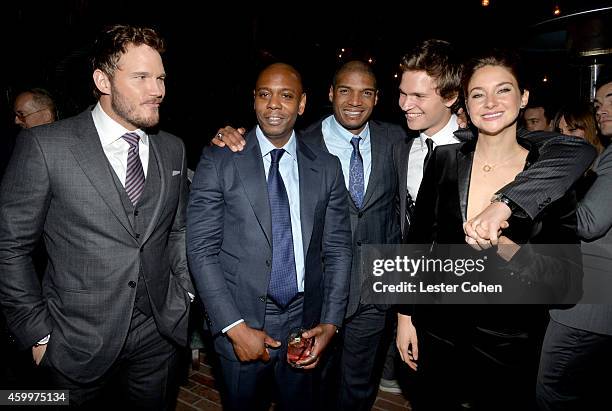 Actor Chris Pratt, comedian Dave Chappelle, football player Michael Sam, actor Ansel Elgort and actress Shailene Woodley attend the 2014 GQ Men Of...