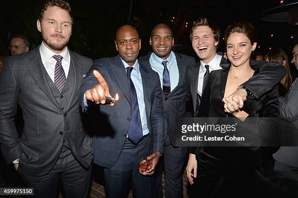 Actor Chris Pratt, comedian Dave Chappelle, football player Michael Sam, actor Ansel Elgort and actress Shailene Woodley attend the 2014 GQ Men Of...