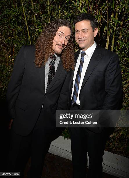 Recording artist 'Weird Al' Yankovic and TV personality Jimmy Kimmel attend the 2014 GQ Men Of The Year party at Chateau Marmont on December 4, 2014...