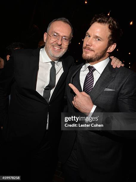 Creative Director Jim Moore and actor Chris Pratt attend the 2014 GQ Men Of The Year party at Chateau Marmont on December 4, 2014 in Los Angeles,...