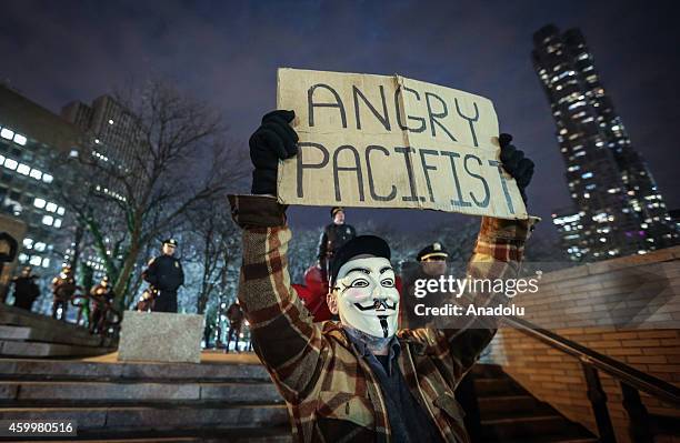 Hundreds of protestors gather at Foley Square in New York, United States on December 04, 2014. A Staten Island grand jury voted against criminal...