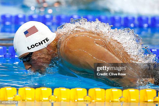 Ryan Lochte of USA competes in the Men's 200m Individual Medley heats on day three of the 12th FINA World Swimming Championships at the Hamad Aquatic...