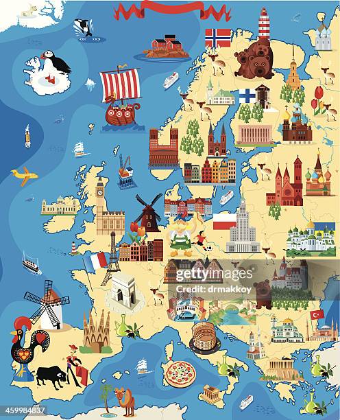 europe cartoon map - italy vs sweden 幅插畫檔、美工圖案、卡通及圖標