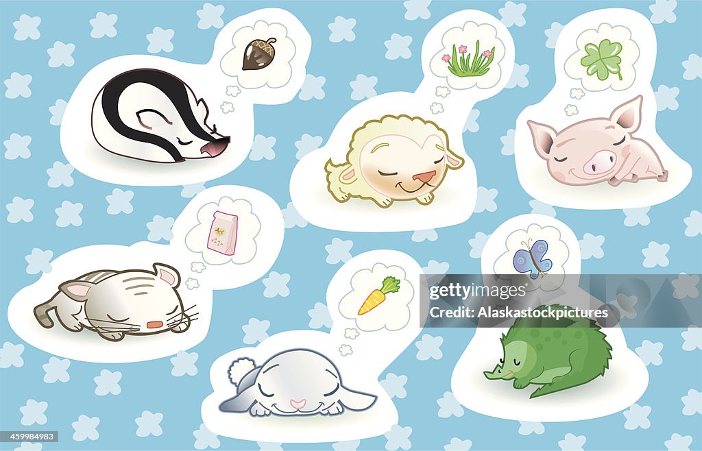 Cute dreaming animals.