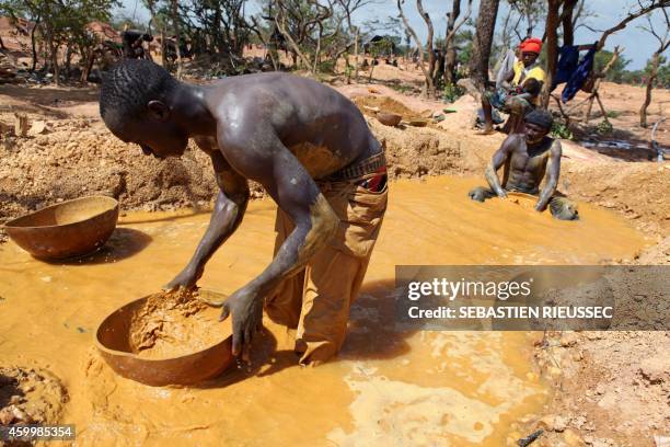 Gold miner pans for gold in Koflatie, Mali, on October 28 a mine located a few miles from the border with its southwestern neighbour Guinea....