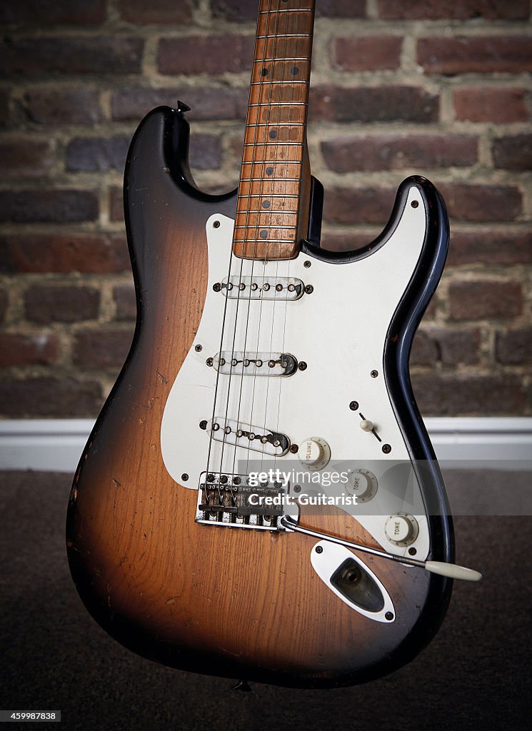 A vintage 1954 Fender Stratocaster electric guitar photographed at ...