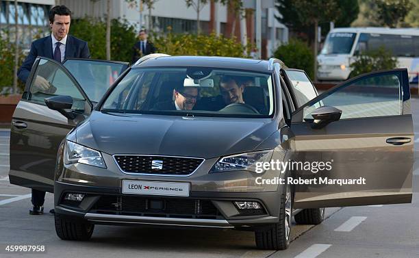 King Felipe VI of Spain, President of Catalonia Artur Mas and Spanish Minister for Industry Jose Manuel Soria visit the SEAT Factory on December 5,...