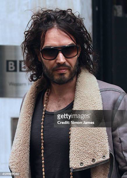 Russell Brand sighting at the BBC on December 5, 2014 in London, England.