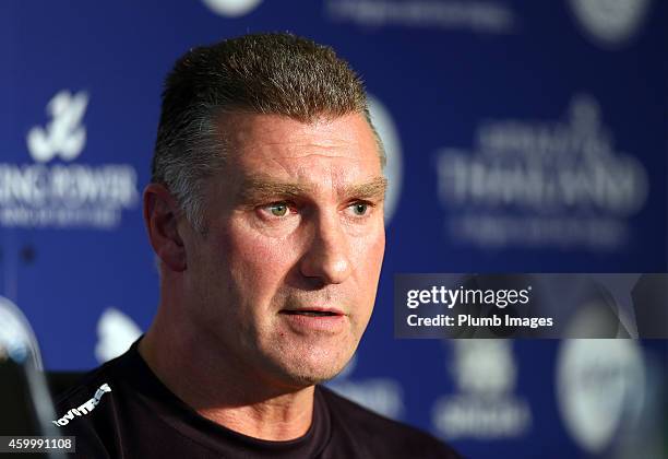 Nigel Pearson, Leicester City Manager, addresses the media during the Leicester City Press Conference at the King Power Stadium on December 5, 2014...