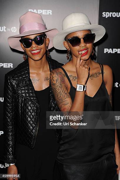 Coco and Breezy attend Paper Magazine, Sprout By HP & DKNY Break The Internet Issue Release - Arrivals at 1111 Lincoln Road on December 4, 2014 in...