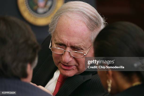 Senate Armed Services Committee Chairman Carl Levin attends the announcment of Ashton Carter to be the next Defense Secretary in the Roosevelt Room...