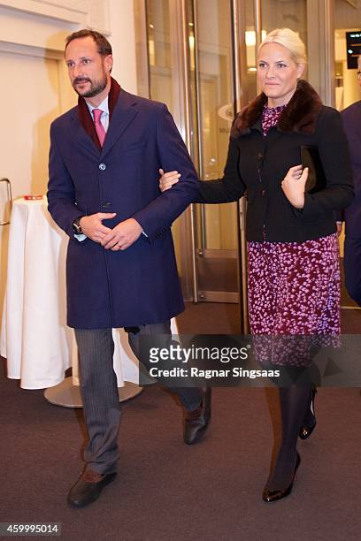 Prince Haakon of Norway and Princess Mette-Marit of Norway attend the 75th Anniversary of the Norwegian People's Aid on December 5, 2014 in Oslo,...