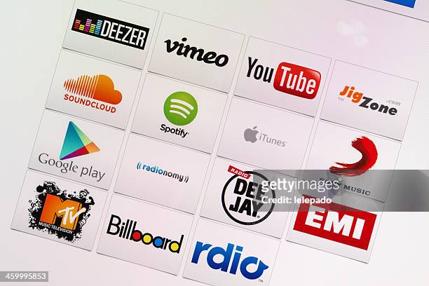 well-known internet music and multimedia company brand logotypes mix - google brand name stockfoto's en -beelden