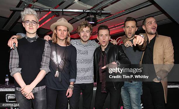 Tom Fletcher, Dougie Poynter, James Bourne, Danny Jones, Harry Judd and Matt Willis of McBusted meet fans and signs copies of their new self titled...