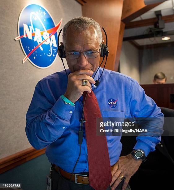 In this handout provided by NASA, NASA Administrator Charles Bolden pauses for a moment in Building AE at Cape Canaveral Air Force Station after...