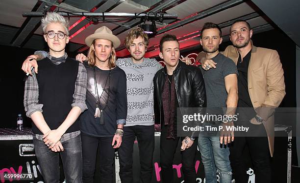 Tom Fletcher, Dougie Poynter, James Bourne, Danny Jones, Harry Judd and Matt Willis of McBusted meet fans and signs copies of their new self titled...