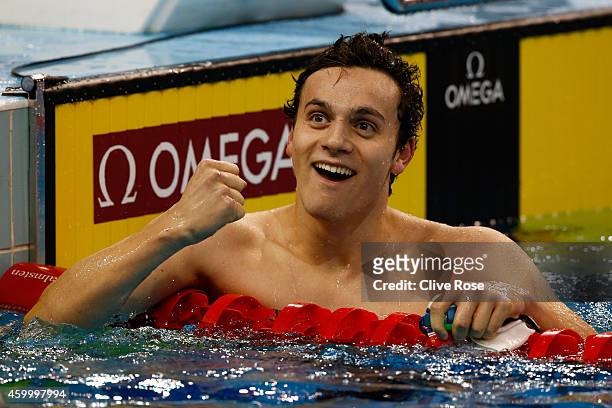 James Guy of Great Britain reacts after finishing second in the Men's 400m Freestyle Final on day three of the 12th FINA World Swimming Championships...