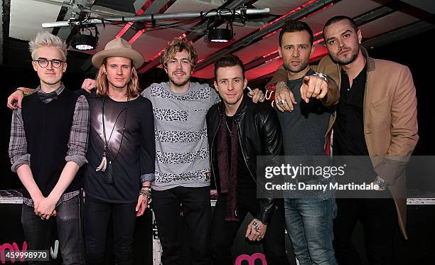 Tom Fletcher, Dougie Poynter, James Bourne, Danny Jones, Harry Judd and Matt Willis of McBusted meets fans and signs copies of their new self titled...