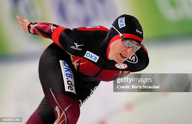 Claudia Pechstein of Germany competes in the women's 3000m Division A race during day one of the Essent ISU World Cup Speed Skating on December 5,...