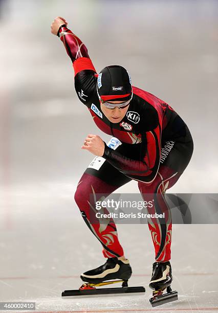 Claudia Pechstein of Germany competes in the women's 3000m Division A race during day one of the Essent ISU World Cup Speed Skating on December 5,...