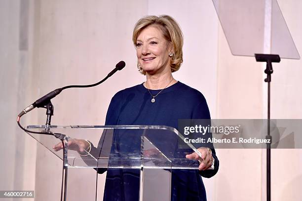 Honoree Elizabeth Gabler, recipient of the Inpiring Woman of the Year Award, speaks onstage at the March of Dimes' Celebration of Babies: A Hollywood...