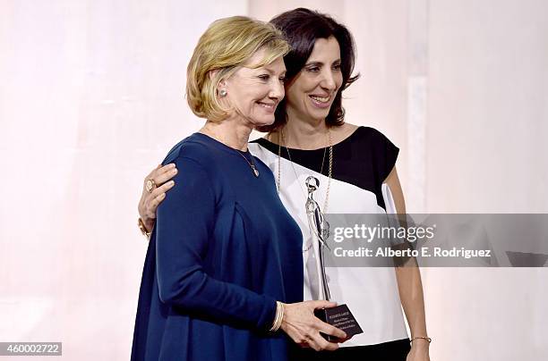 Honoree Elizabeth Gabler , recipient of the Inpiring Woman of the Year Award, poses with writer Aline Brosh McKenna at the March of Dimes'...