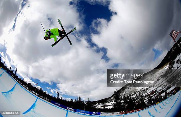Kevin Rolland of France competes in the final round of the FIS Freestyle Ski World Cup 2015 men's ski halfpipe during the USSA Grand Prix on December...