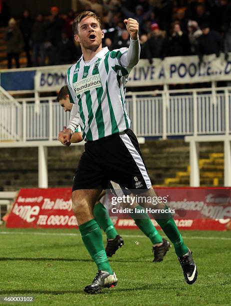 Stephen Turnball of Blyth celebrates after scoring the first Blyth goal during the FA Cup second round match between Hartlepool United and Blyth...