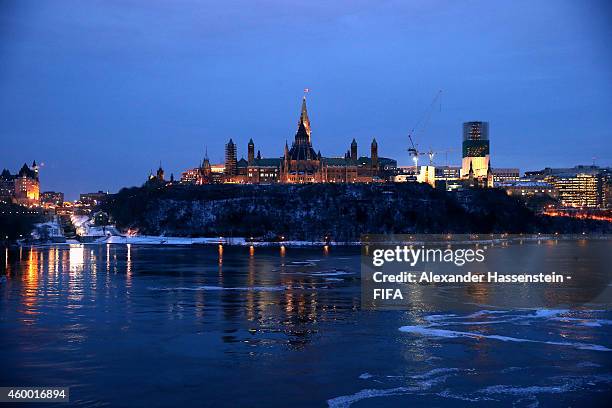 General view of the Parliament Hill, the home of Canada`s national government, on December 5, 2014 in Ottawa, Canada.