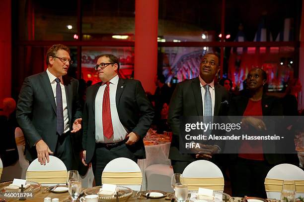 Secretary General Jerome Valcke talks to Victor Montagliani , Chairman of the National Organising Committee for the FIFA Woman`s World Cup 2015 and...