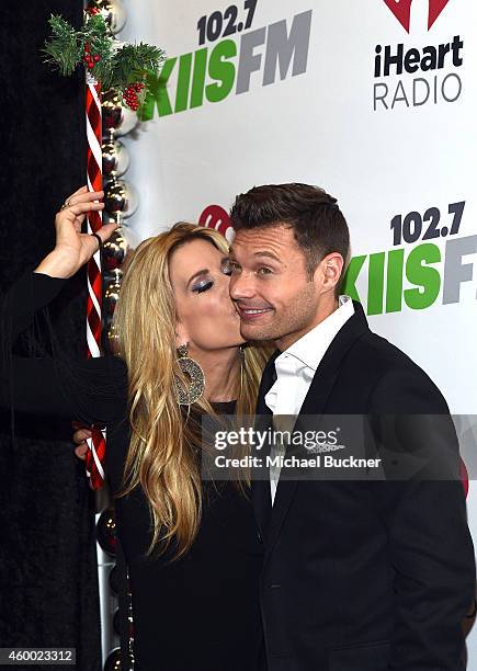 Radio personality Ellen K and host Ryan Seacrest attend KIIS FM's Jingle Ball 2014 powered by LINE at Staples Center on December 5, 2014 in Los...