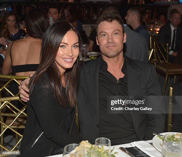 Actors Megan Fox and Brian Austin Green attend the 6th Annual Night of Generosity Gala presented by generosity.org at the Beverly Wilshire Four...
