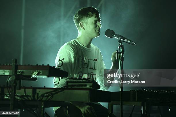 Musician James Blake performs onstage during the YoungArts And III Points Concert Series on the YoungArts Campus December 5, 2014 in Miami, Florida.