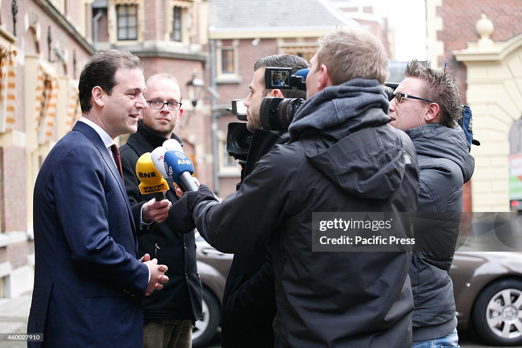 Vice PM Lodewijk Asscher (L) arrives at the Ministry of...