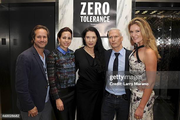 YoungArts President and CEO Paul Lehr, Adriana Cisneros, artist Marina Abramovic, Director of MoMa PS1 Klaus Biesenbach, and Sarah Arison attend the...