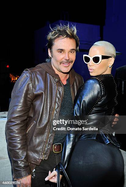 David LaChapelle and Amber Rose attend the launch of Just One Eye's Ulysses Tier 1: The Ultimate Disaster Relief Kit on December 5, 2014 in Los...