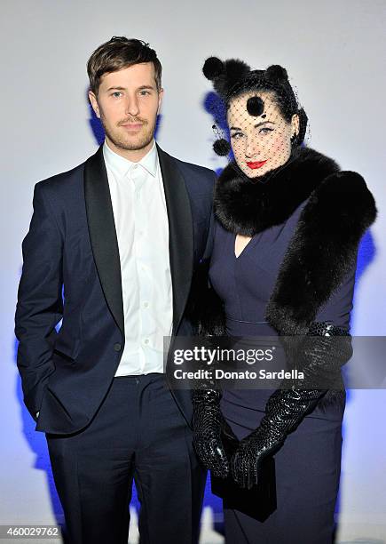 Actress Dita Von Teese Adam Rajcevich attendsthe launch of Just One Eye's Ulysses Tier 1: The Ultimate Disaster Relief Kit on December 5, 2014 in Los...