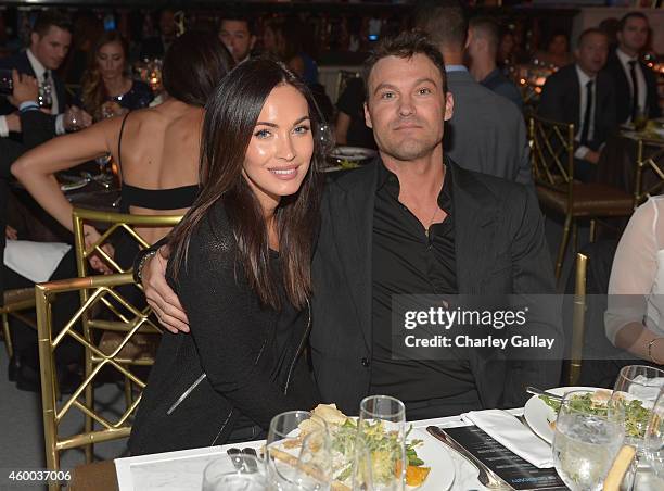 Actors Megan Fox and Brian Austin Green attend the 6th Annual Night of Generosity Gala presented by generosity.org at the Beverly Wilshire Four...