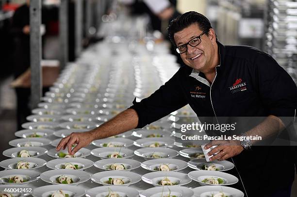 Two star Michelin Chef Yves Mattagne prepares lunch during the " Masters " as part of Gucci Paris Masters 2014 on December 6, 2014 in Villepinte,...