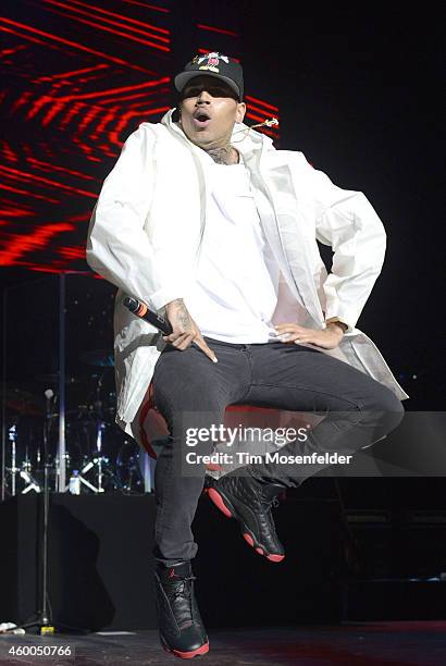 Chris Brown performs during Power 106.1 Cali Christmas at The Forum on December 5, 2014 in Inglewood, California.