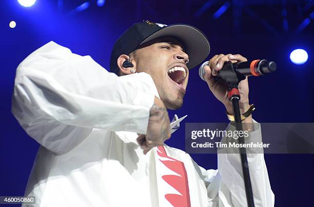 Chris Brown performs during Power 106.1 Cali Christmas at The Forum on December 5, 2014 in Inglewood, California.