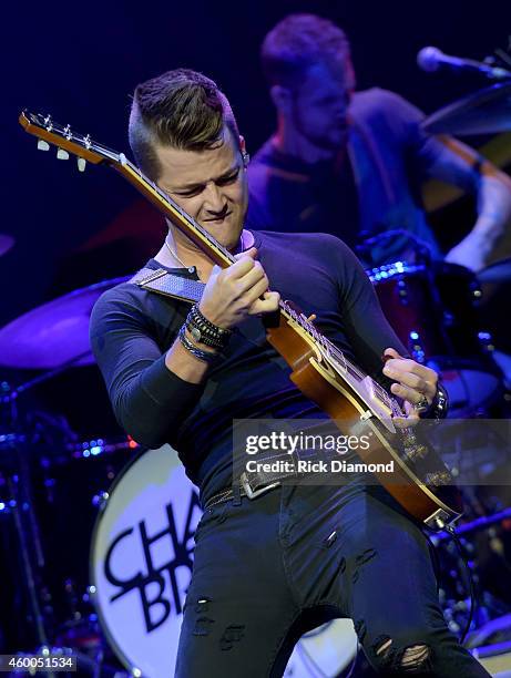 Singer/Songwriter Chase Bryant performs during Brantley Gilberts "Let it Ride Tour" stop at Bridgestone Arena on December 5, 2014 in Nashville,...