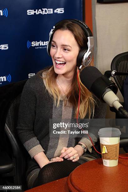 Leighton Meester visits "Sway in the Morning" at SiriusXM Studios on December 5, 2014 in New York City.