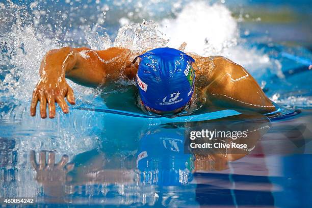 Joao de Lucca of Brazil competes in the Men's 100m Freestyle semifinals on day four of the 12th FINA World Swimming Championships at the Hamad...