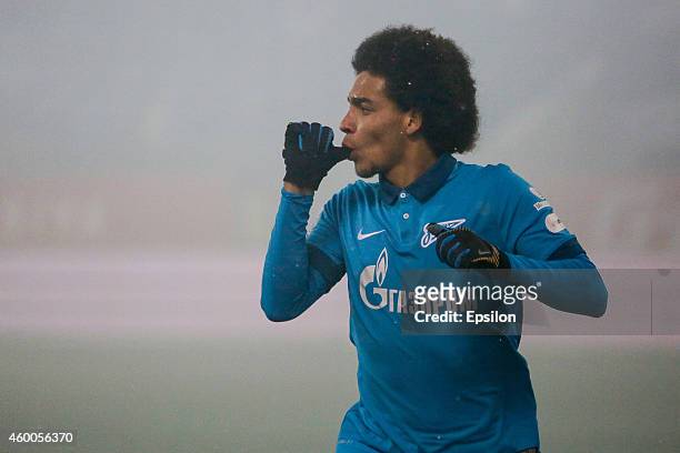 Axel Witsel of FC Zenit St. Petersburg celebrates his goal during the Russian Football League Championship match between FC Zenit St. Petersburg and...