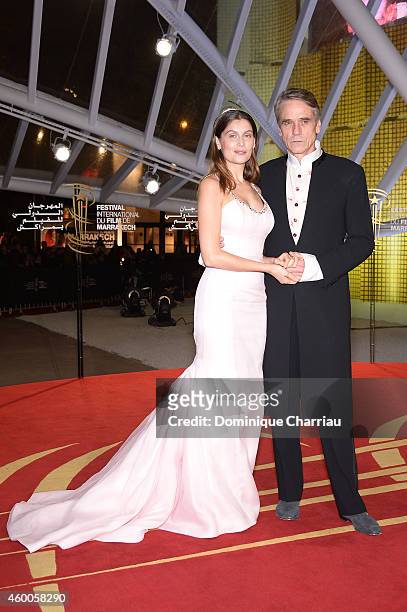 Laetitia Casta and Jeremy Irons attend the Evening Tribute To Jeremy Irons as part of the 14th Marrakech International Film Festival on December 6,...