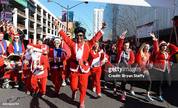 General view during the 10th annual Las Vegas Great Santa Run benefiting Opportunity Village at the Fremont Street Experience on December 6, 2014 in...